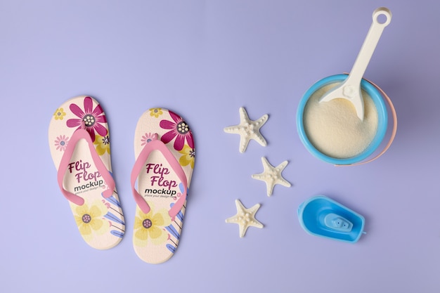 Vista superior na maquete de flip flop