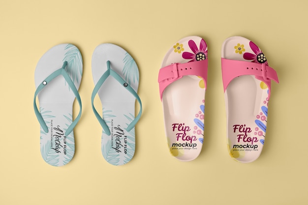 Vista superior na maquete de flip flop