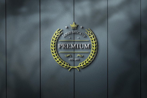 Vista superior na maquete de logotipo de parede realista