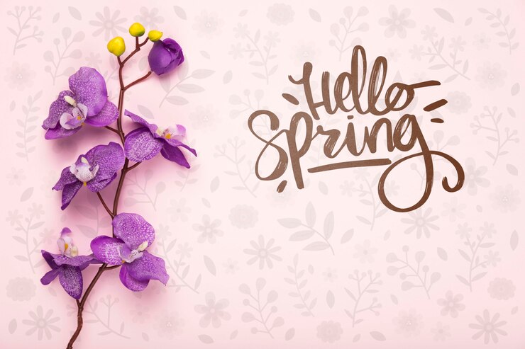 PSD vista superior de la orquídea púrpura de primavera