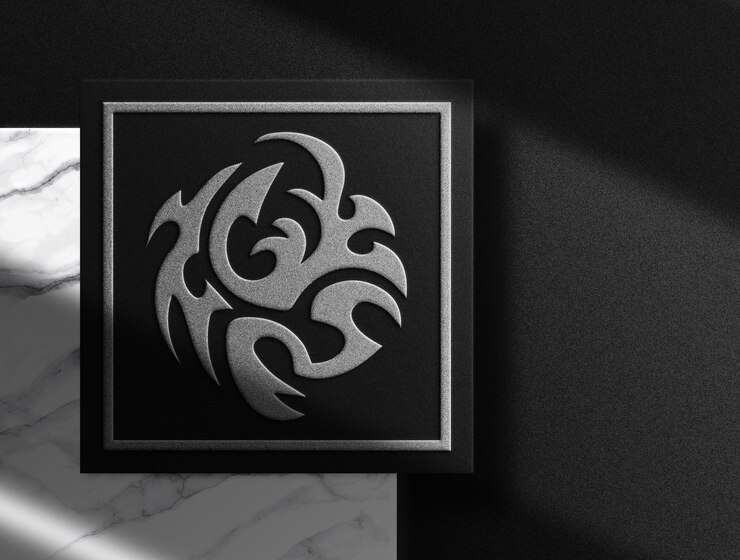 PSD vista superior de papel en relieve plateado de lujo con maqueta de podio marmer