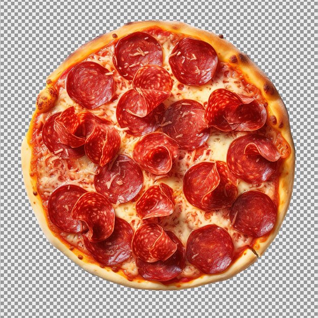 PSD vista superior de la pizza de pepperoni sobre un fondo blanco