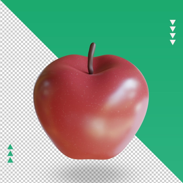 PSD vista superior de renderizado de manzana de frutas 3d