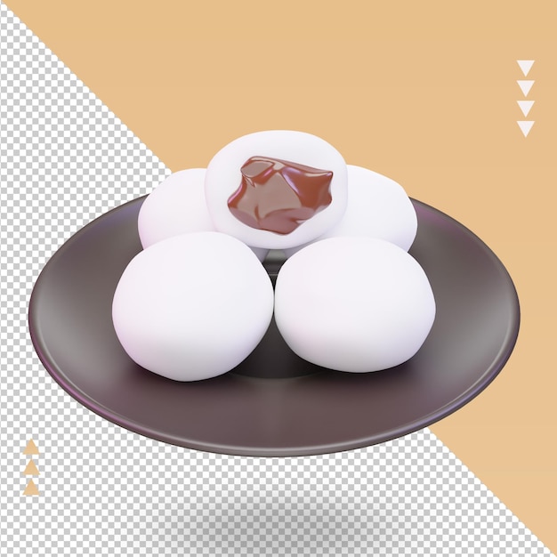 Vista superior de renderizado Mochi de comida asiática 3d