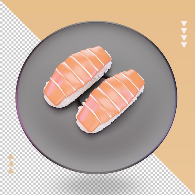 Vista superior de renderizado Nigiri de comida asiática 3d