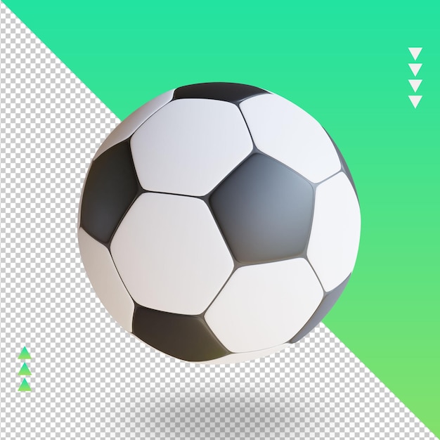 Vista superior de renderizado de pelota de fútbol de pelota de deporte 3d