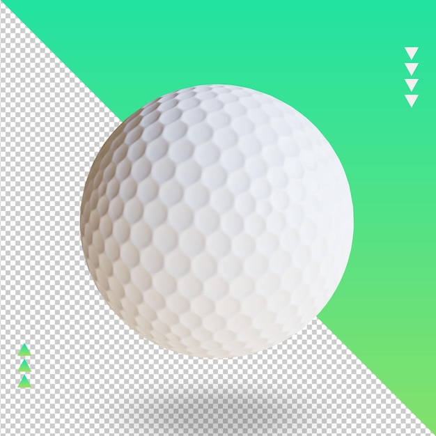 Vista superior de renderizado de pelota de golf de pelota deportiva 3d