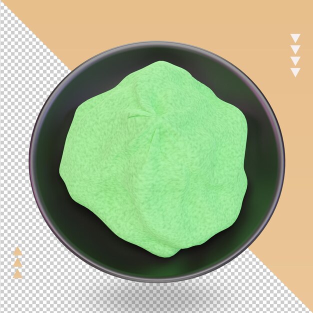 Vista superior de renderizado de Wasabi de comida asiática 3d