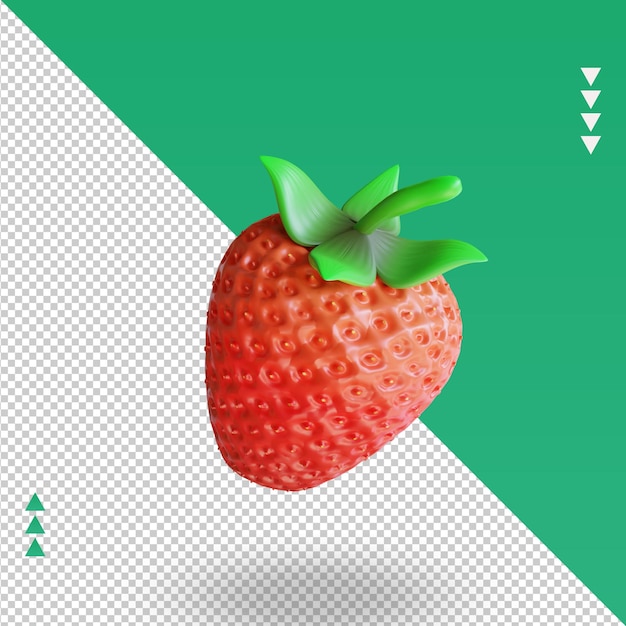 PSD vista superior de representación de fresa de frutas 3d