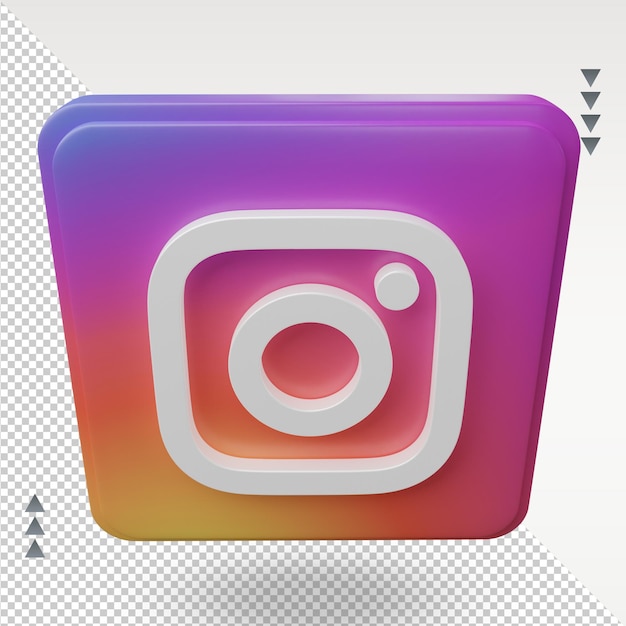 Vista superior de representación de icono de instagram de redes sociales 3d