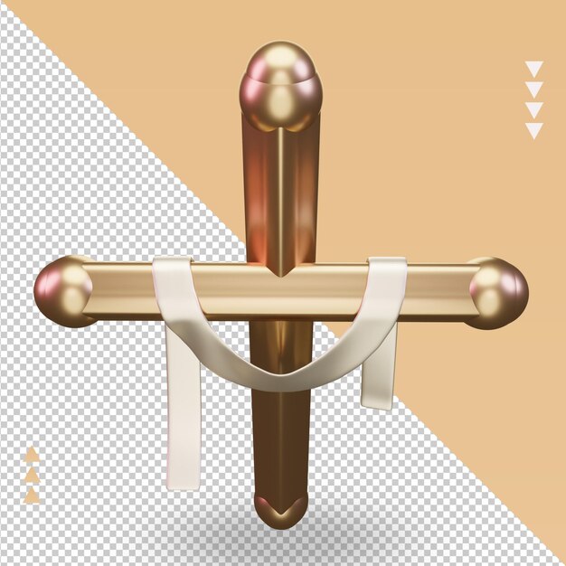 Vista superior de representación de icono de Pascua Cruz 3d