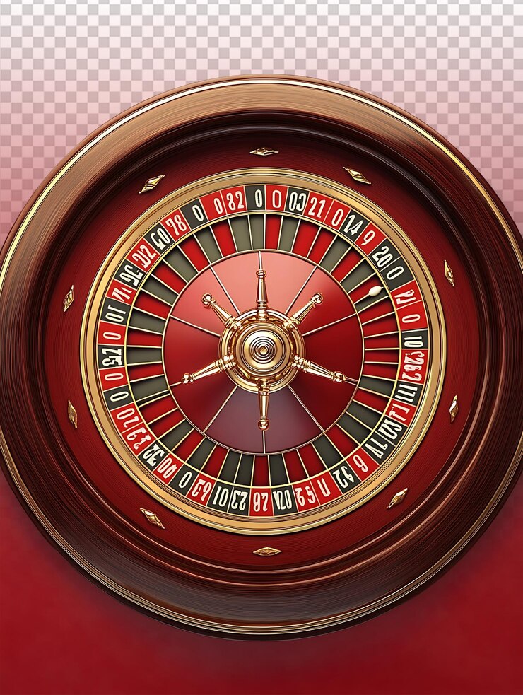 PSD vista superior de la rueda de la ruleta en el entorno del casino