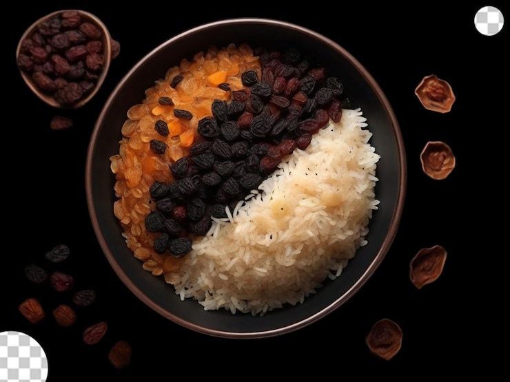 PSD vista superior sabrosa comida oriental famosa consi png transparente