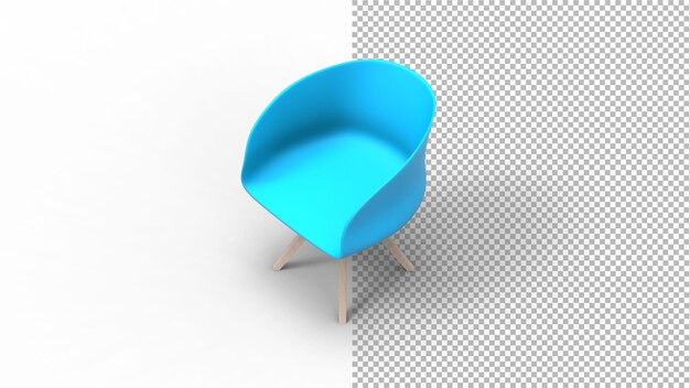 Vista superior de la silla azul con sombra 3d render