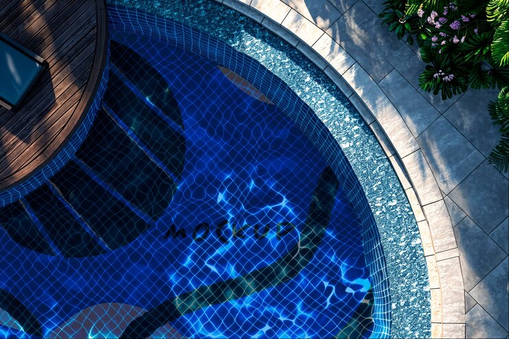 PSD vista superior sobre el modelo de diseño de la piscina