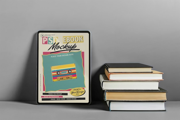 Vista superior sobre el modelo de libro electrónico