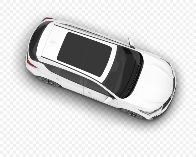 Vista superior de un SUV blanco moderno con techo solar y diseño elegante