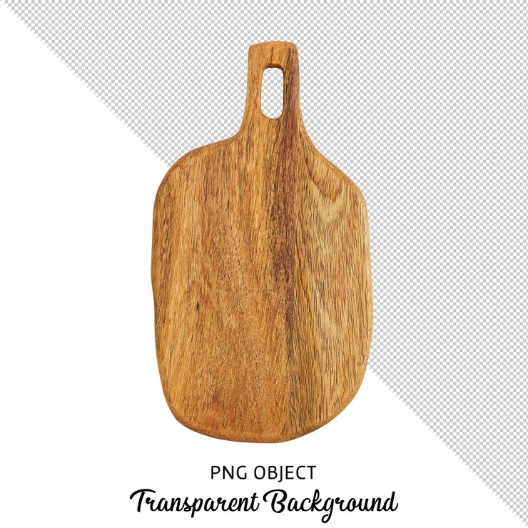 PSD vista superior de la tabla de cortar de madera aislada o tabla de servir