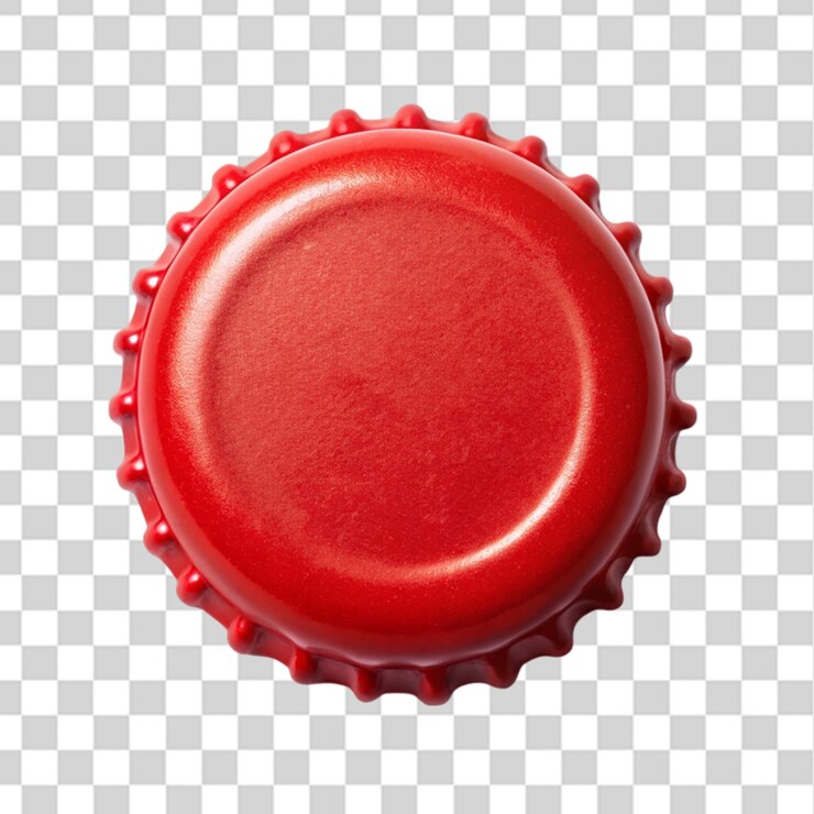 PSD vista superior de la tapa de la botella roja aislada sobre un fondo transparente