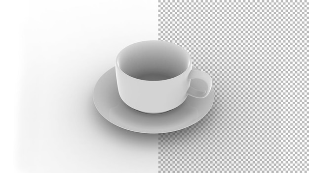 vista superior de la taza de té y café con sombra 3d render