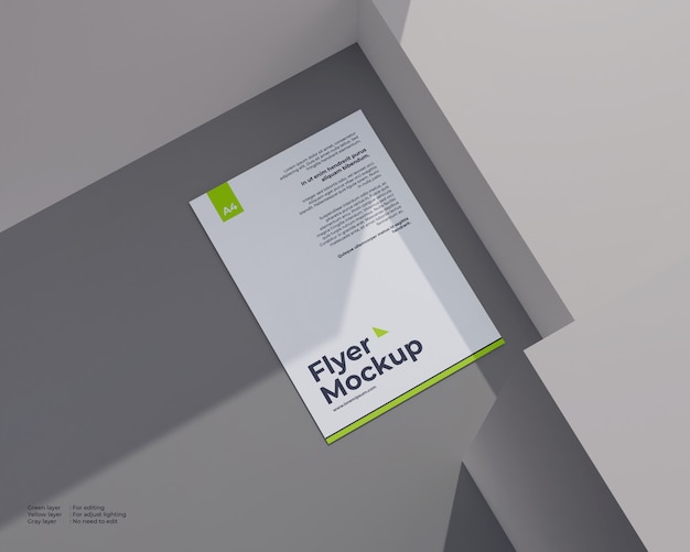 Vista superiore del volantino mockup