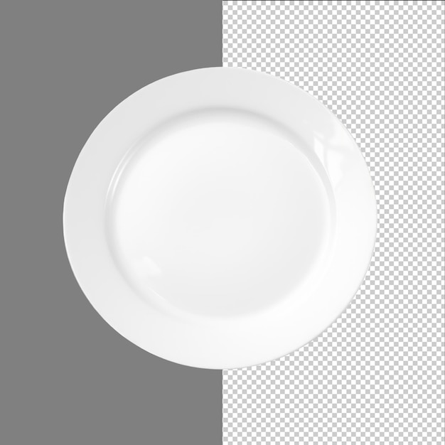 Vista superiore di una piastra bianca vuota isolata su uno sfondo trasparente png psd