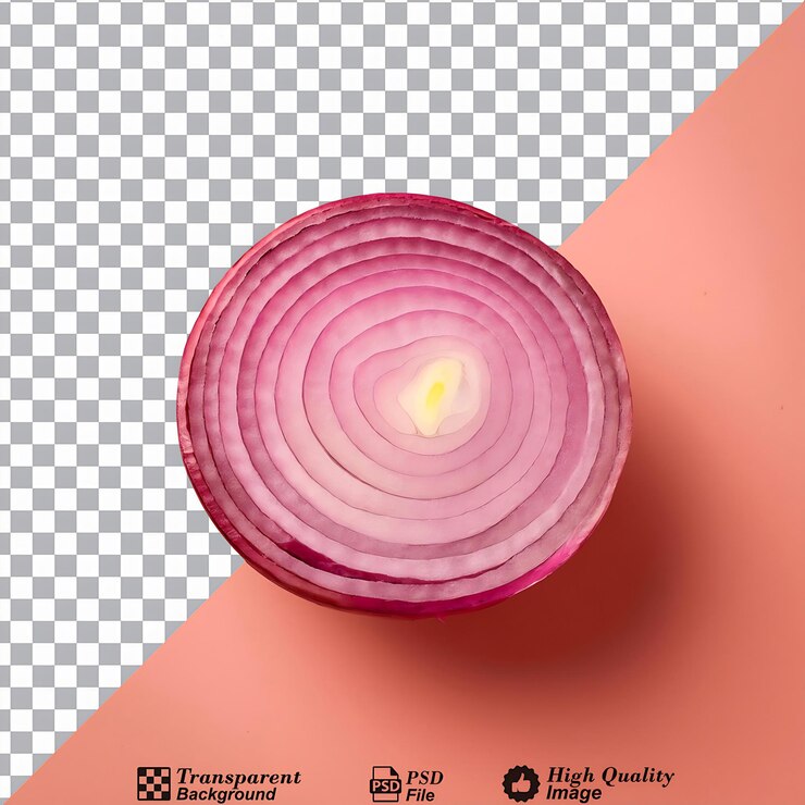 PSD vista transversal de las capas de cebolla belleza natural en patrones de hendiduras transversales aislados