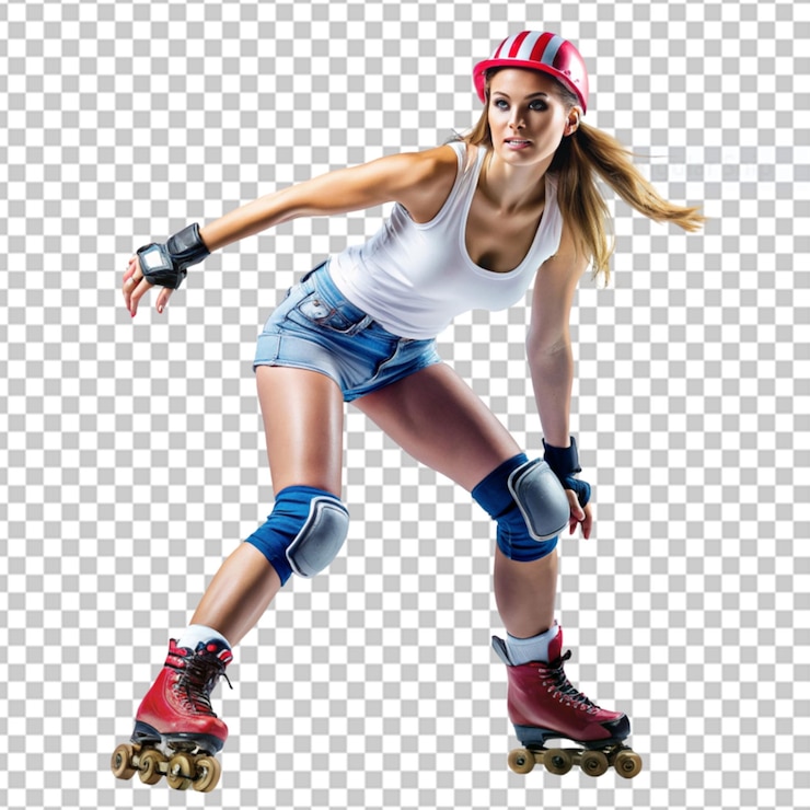 PSD vista trasera de una mujer asiática patinando
