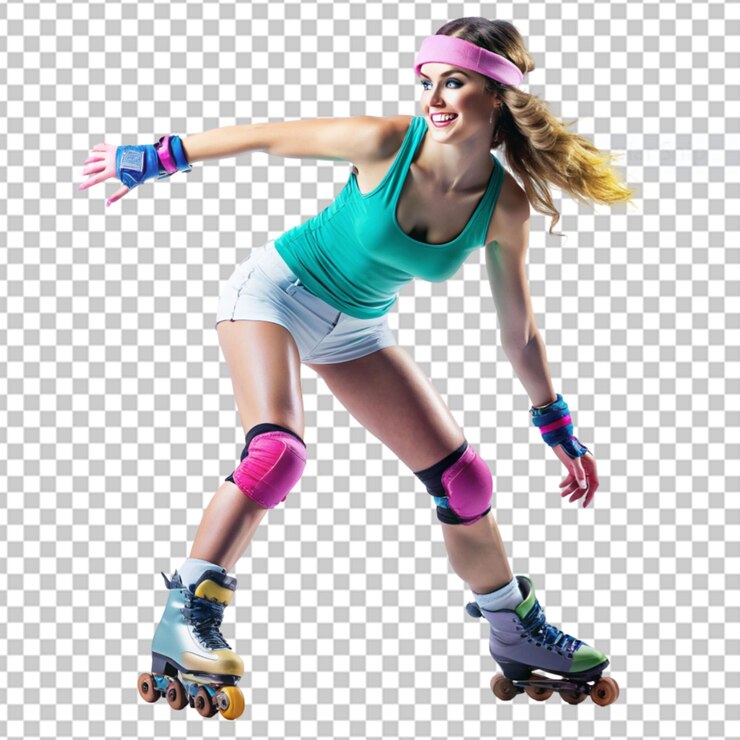 PSD vista trasera de una mujer asiática patinando