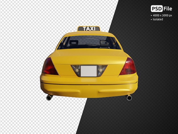 Vista trasera del taxi aislado render 3d