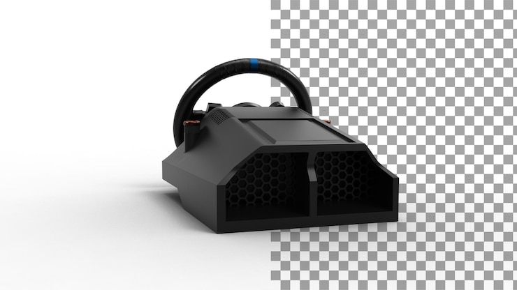 PSD vista trasera del volante de carreras con sombra 3d render