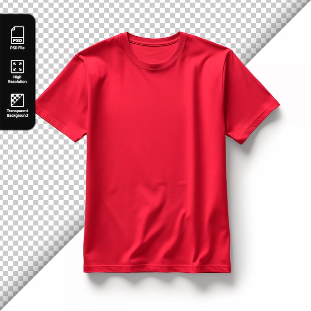 PSD vistas delanteras de psd de una camiseta roja aislada sobre un fondo transparente