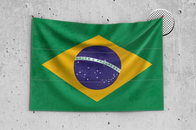 Visualização 3D da Bandeira Nacional Brasileira na parede