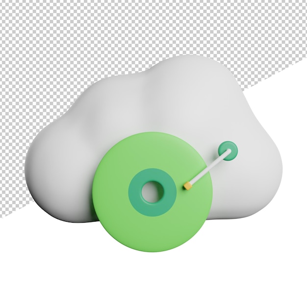 Visualização frontal do cloud music player ilustração do ícone de renderização 3d em fundo transparente