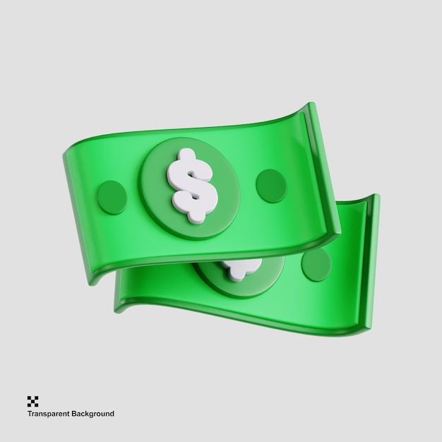 Visualización 3d de una pila de dinero en dólares