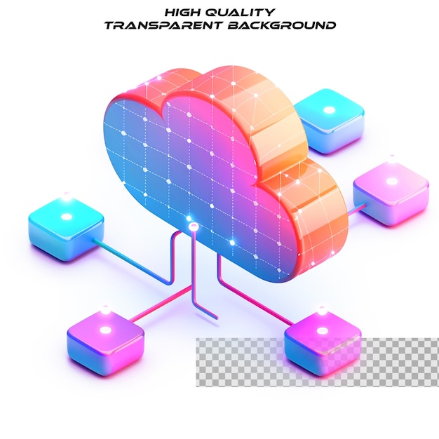 Visualización conceptual de la mente digital de las redes cerebrales en un fondo transparente