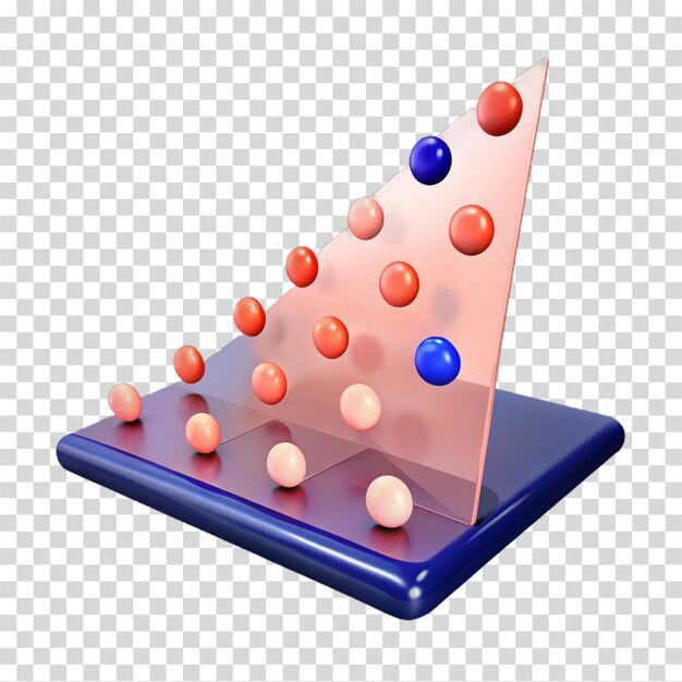 Visualización de datos abstractos Gráfico piramidal 3D con esferas codificadas por colores