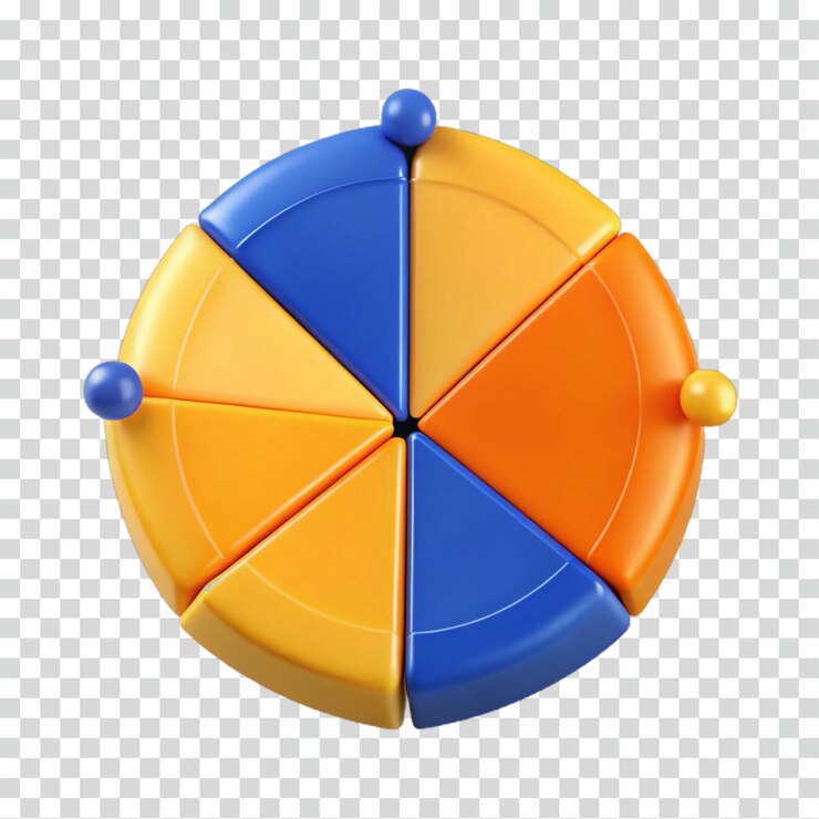 PSD visualización de datos de gráficos circulares 3d con seis segmentos