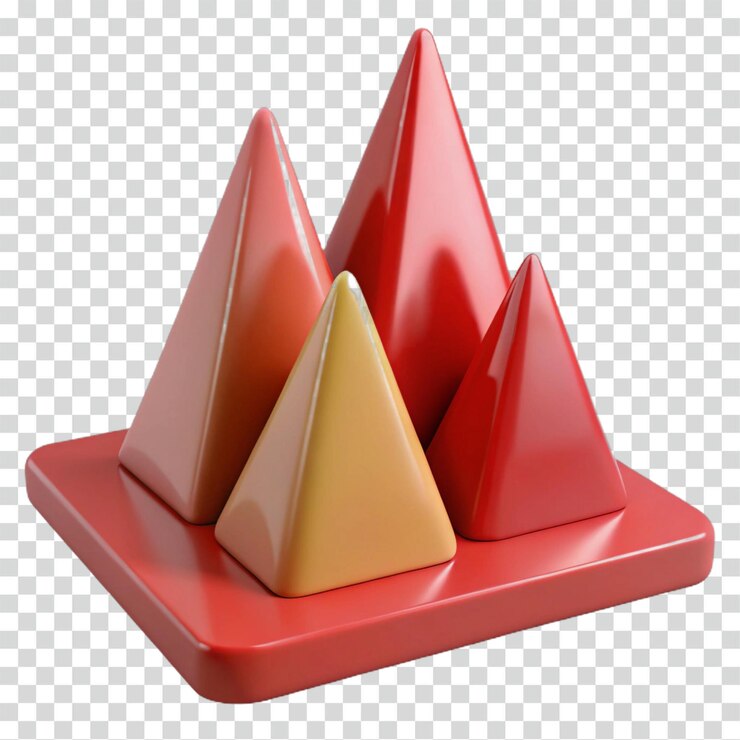 PSD visualización de datos de gráficos de pirámide 3d abstractos con conos codificados por colores