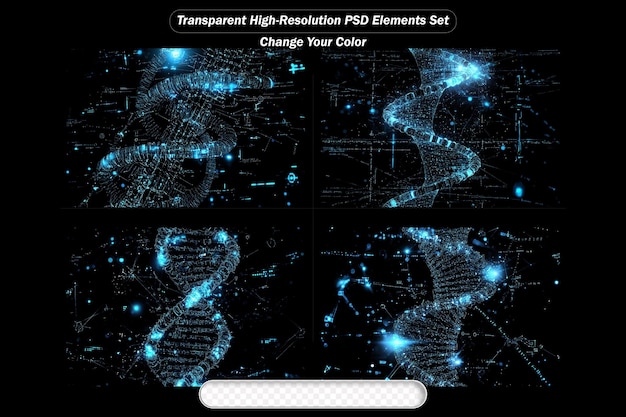 Visualización digital futurista del ADN en elementos azules de alta resolución