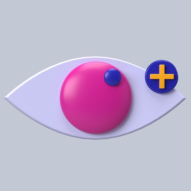 Visualización ocular con el icono 3D del símbolo más