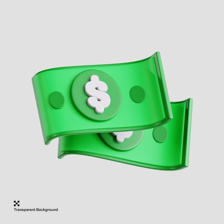 PSD visualizzazione 3d di una pila di soldi in dollari