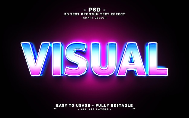 Visuell leuchtende 3D-bearbeitbare Photoshop-Premium-Text-Effekt