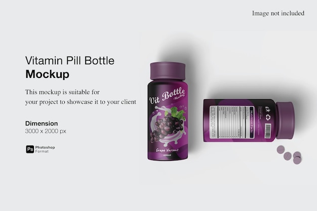 Vitamin Pille Flasche Mockup Design isoliert