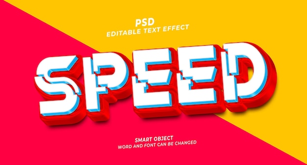 PSD vitesse 3d effet de texte psd modifiable avec fond mignon