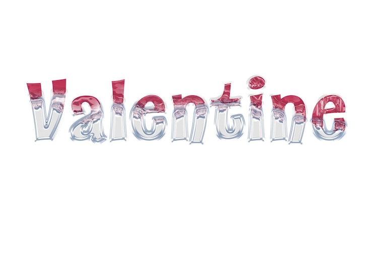 PSD viva magenta vague lettre d'eau verre transparent briller texte congelé lettre conception saint valentin