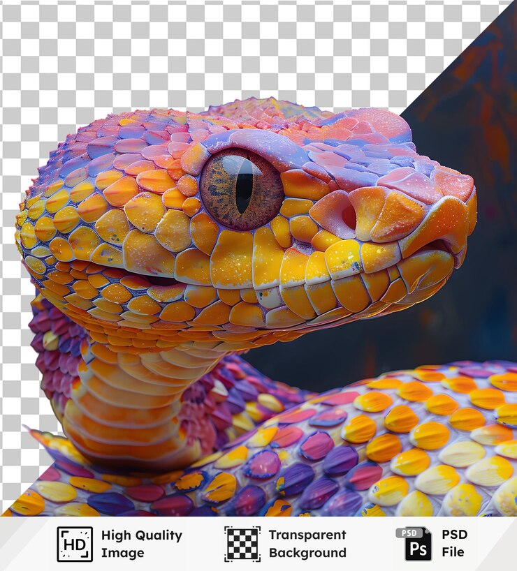 PSD vivas poses de serpiente arco iris con fondo transparente en el archivo psd