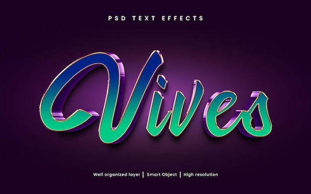 Vives bearbeitbarer Texteffekt im 3D-Stil