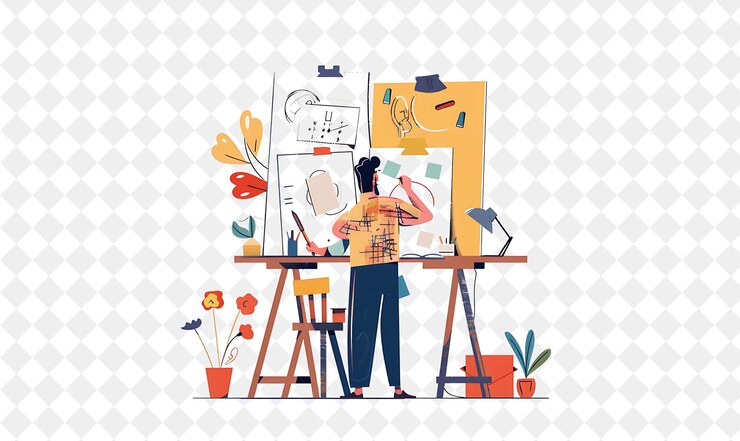PSD vivid png illustrazione professioni disegni e persone nella vita quotidiana per la promozione del lavoro in tutto il mondo