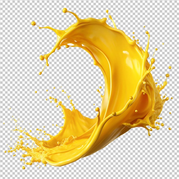 vivid yellow paint splatter artistic fluid wave